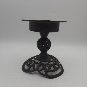 Vintage Cast Metal Candle Stick Holder with Wax Catcher Decorative 5.5" Tall